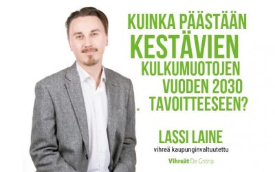 Kuinka kestävien kulkumuotojen osuuden tavoitteeseen 66% päästään vuonna 2030?