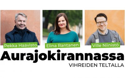 Jazzia ja vihreitä poliitikkoja jokirannassa pe 11.6.